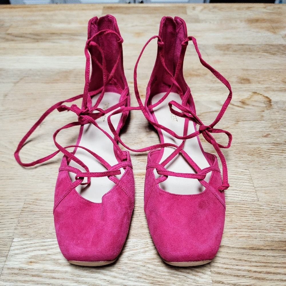 Women's Nine West Pink Leather Ballet Flats, 8.5